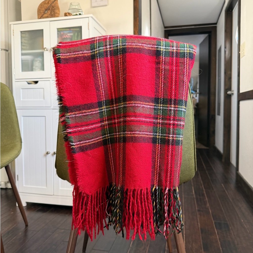 Festive Red Plaid Throw Blanket